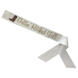 Gettin' Hitched Y'all Sassy Sash with Cowboy Boot - Two Tone